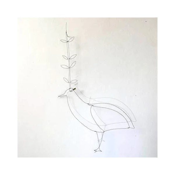Oiseau fleuri – Dessin en fil de métal – Armel Barraud