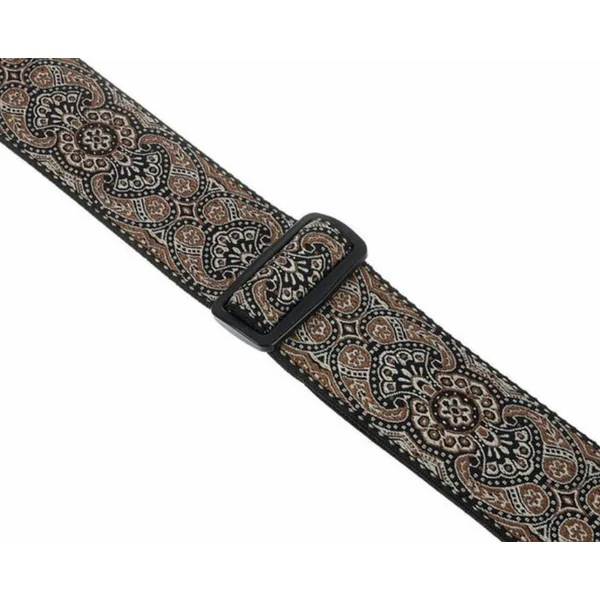 P04163 Gold & Black Paisley Jacquard 2in. Guitar Strap