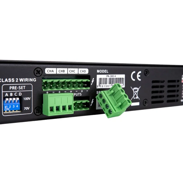 PA-300.4 Amplificateur de puissance 4 x 300 Watts 100 Volts