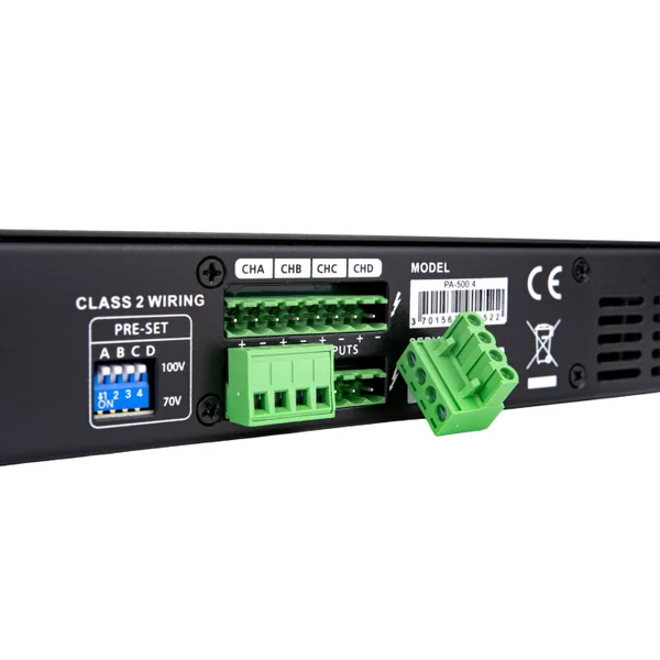 PA-500.4 Amplificateur de puissance 4 x 500 Watts 100 Volts