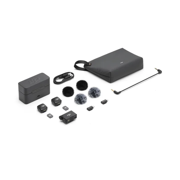 Pack DJI Mic Mini (2 TX + 1 RX + Boîtier de recharge) + Adaptateur pour téléphone mobile (Lightning)