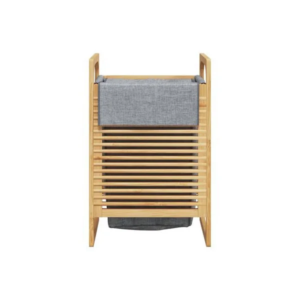 Panier à Linge en Bambou Corbeille à Linge avec Sac Gris
