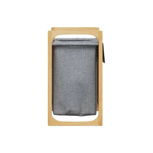 Panier à Linge en Bambou Corbeille à Linge avec Sac Gris
