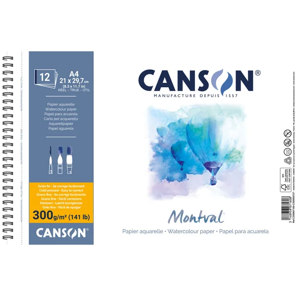Papier aquarelle Montval album -12 feuilles