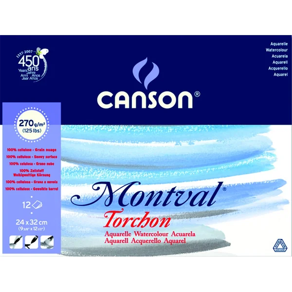 Papier aquarelle Montval bloc 270gr Grain Torchon
