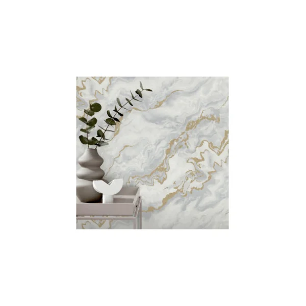 Papier Peint ERISMANN Collection ELLE DECORATION 4 12219-31 Blanc gris or