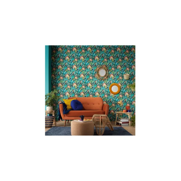 Papier Peint ERISMANN Collection MARTINIQUE 10390-19 Bleu fonce