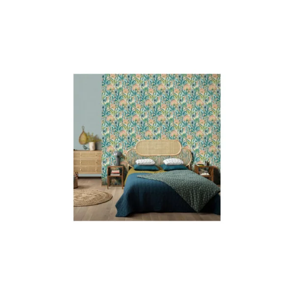 Papier Peint ERISMANN Collection MARTINIQUE 12190-18 Bleu turquoise