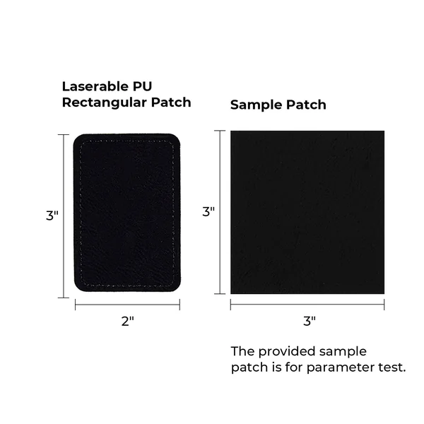 Patch rectangulaire en PU thermocollant de couleur noir à or, gravable au laser (10pcs)