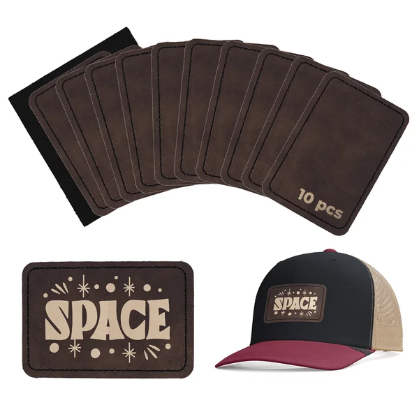 Patch rectangulaire en PU thermocollant gravable au laser (lot de 10) Marron vers doré