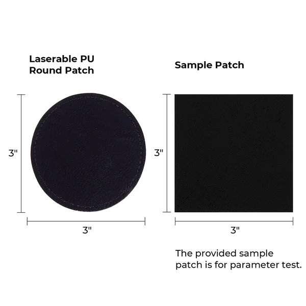 Patch rond en PU gravable au laser à thermocoller (lot de 10) Noir vers argenté