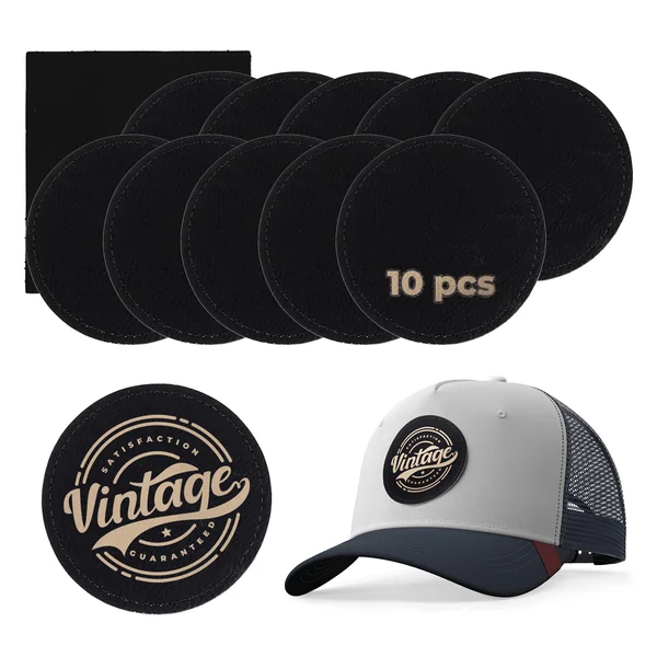 Patch rond en PU gravable au laser à thermocoller (lot de 10)