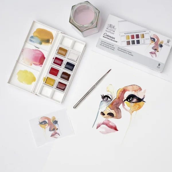 Peinture aquarelle Cotman Winsor & Newton 8 1/2 godets "Portrait"