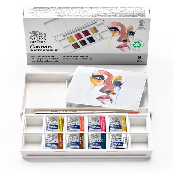 Peinture aquarelle Cotman Winsor & Newton 8 1/2 godets "Portrait"
