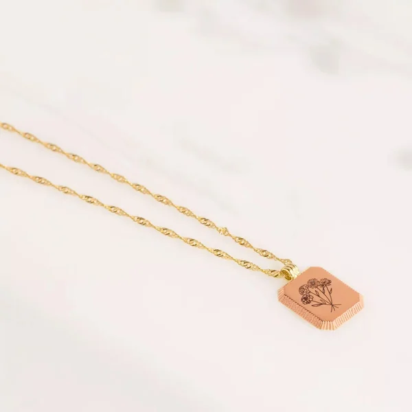Pendentif carré embossé en acier inoxydable (10 pcs)