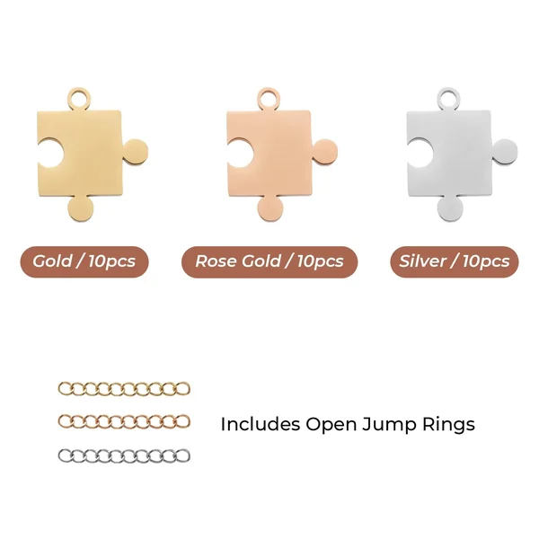Pendentif puzzle en acier inoxydable (30 pcs)