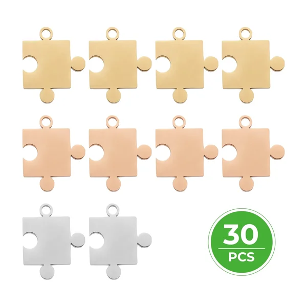 Pendentif puzzle en acier inoxydable (30 pcs)