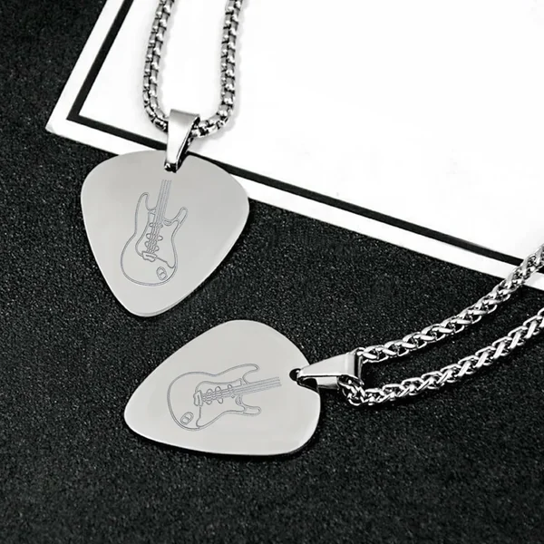 Pendentifs médiator de guitare en acier inoxydable (10 pcs)