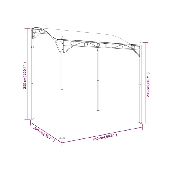 Pergola de Jardin 2,30x2x2,55m Tonnelle de Jardin Anthracite Tonnelle Terrasse