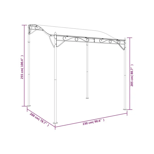 Pergola de Jardin 2,30x2x2,55m Tonnelle de Jardin Taupe Tonnelle Terrasse