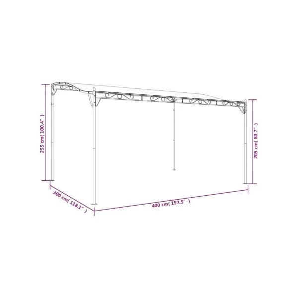 Pergola de Jardin 4x3x2,55m Tonnelle de Jardin Crème Tonnelle Terrasse