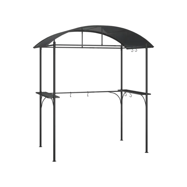 Pergola de Jardin Abri Barbecue Gazebo BBQ Anthracite avec Etagères Toit Arrondi