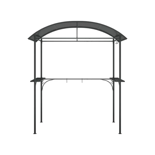Pergola de Jardin Abri Barbecue Gazebo BBQ Anthracite avec Etagères Toit Arrondi