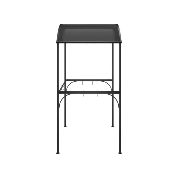 Pergola de Jardin Abri Barbecue Gazebo BBQ Anthracite avec Etagères Toit Arrondi