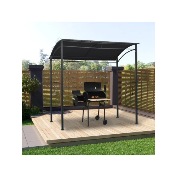 Pergola de Jardin Abri Barbecue Gazebo BBQ Anthracite Toit Tissu
