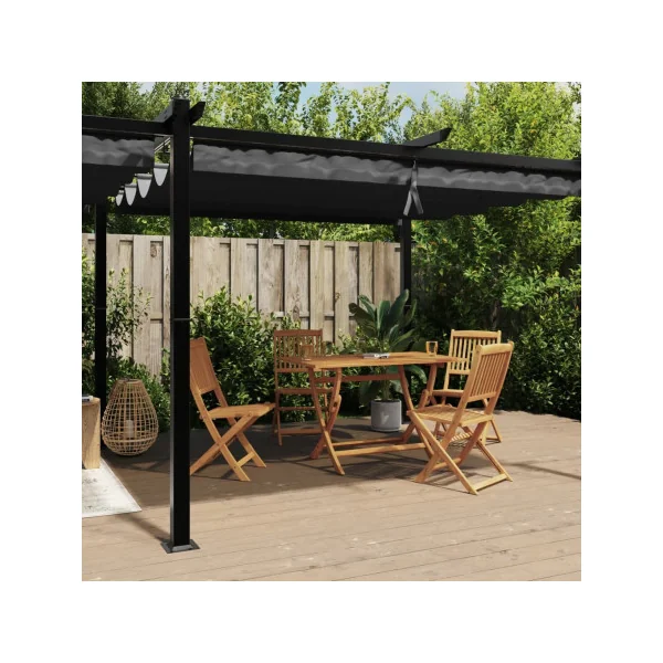 Pergola En Aluminium avec Toit Rétractable Anthracite 6x3 m Tonnelle Terrasse en Aluminium