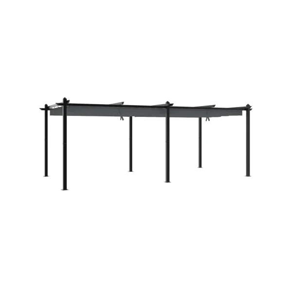 Pergola En Aluminium avec Toit Rétractable Anthracite 6x3 m Tonnelle Terrasse en Aluminium