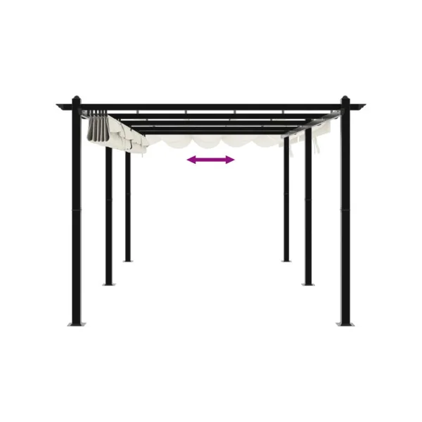 Pergola En Aluminium avec Toit Rétractable Crème 6x3 m Tonnelle Terrasse en Aluminium
