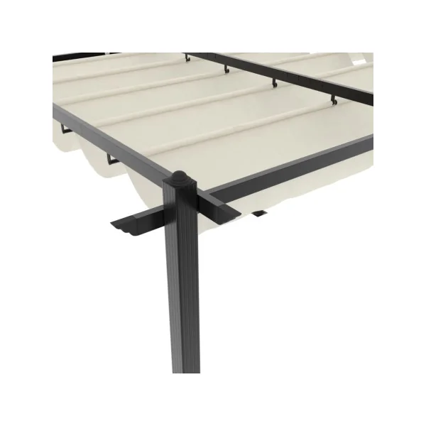 Pergola En Aluminium avec Toit Rétractable Crème 6x3 m Tonnelle Terrasse en Aluminium