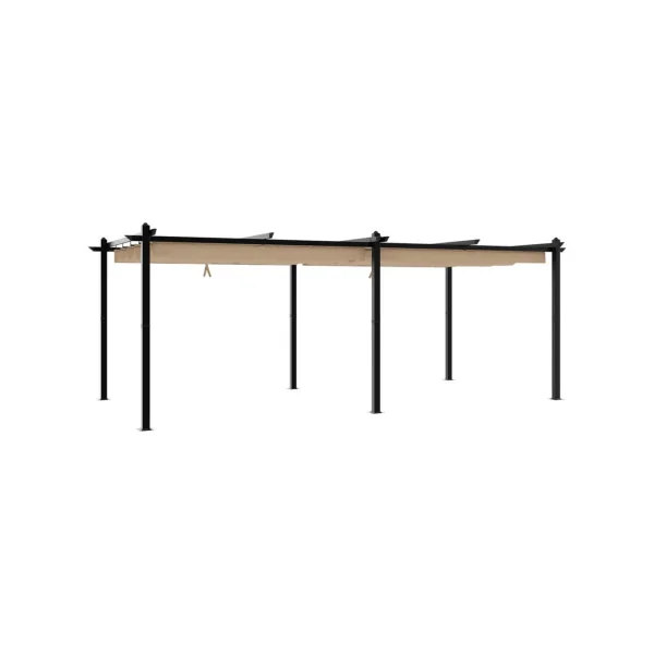 Pergola En Aluminium avec Toit Rétractable Taupe 6x3 m Tonnelle Terrasse en Aluminium