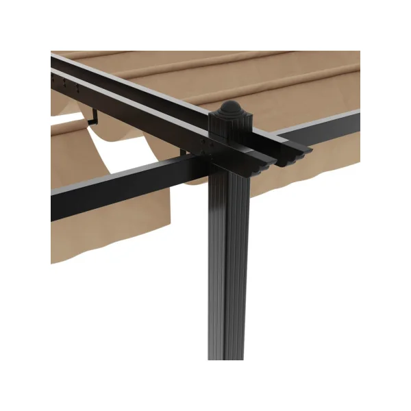 Pergola En Aluminium avec Toit Rétractable Taupe 6x3 m Tonnelle Terrasse en Aluminium