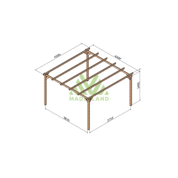 Pergolas de Jardin 420x420 cm en Pin Nordique Massif Autoclave