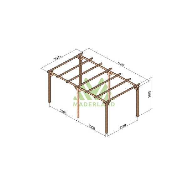 Pergolas de Jardin 500x300 cm en Pin Nordique Massif Autoclave