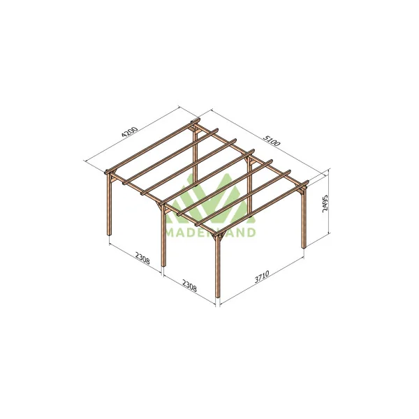 Pergolas de Jardin 500x400 cm en Pin Nordique Massif Autoclave