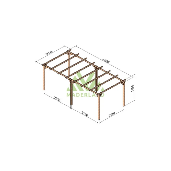 Pergolas de Jardin 600x300 cm en Pin Nordique Massif Autoclave