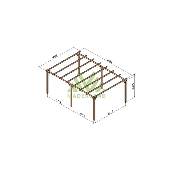 Pergolas de Jardin 600x400 cm en Pin Nordique Massif Autoclave