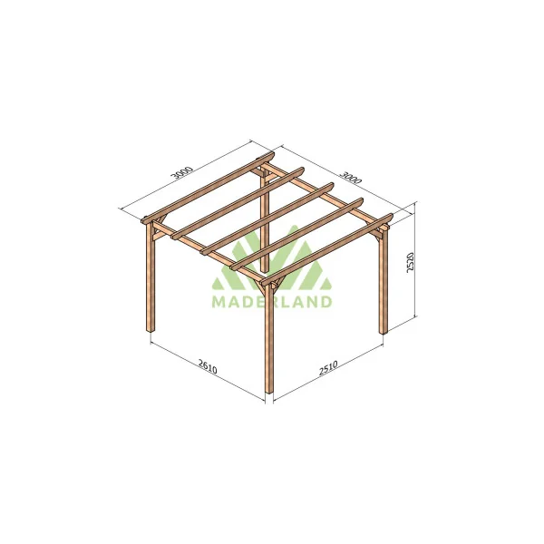Pergolas Jardin Autoportante 300x300 cm en Pin Nordique Massif Autoclave