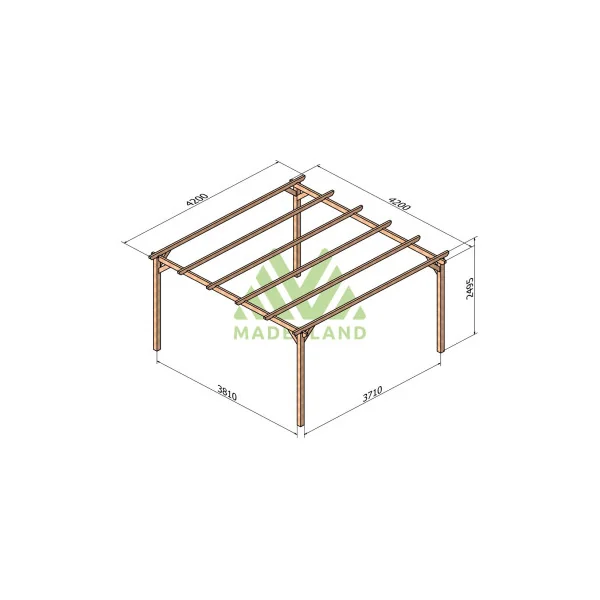 Pergolas Jardin Tonnelle de Jardin 400x400 cm en Pin Nordique Massif Autoclave