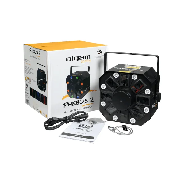 PHEBUS2 ALGAM LIGHTING - Projecteur LED/Laser 3-en-1 Derby Strobe Wash