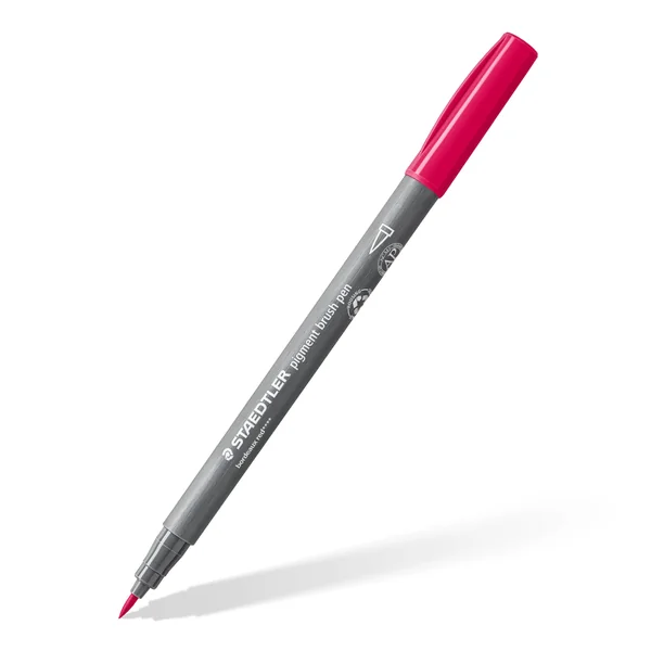 Pigment brush 371 - Etui carton 12 feutres pointe pinceau couleurs basiques assorties - Encre Multi Ink intense