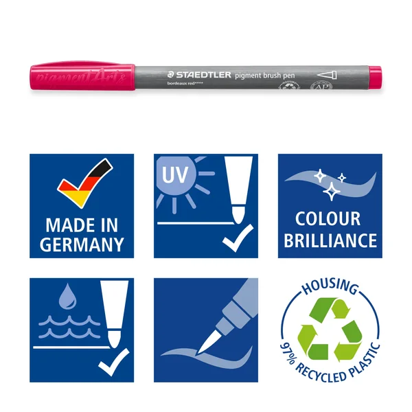 Pigment brush 371 - Etui carton 36 feutres pointe pinceau couleurs assorties - Encre Multi Ink intense