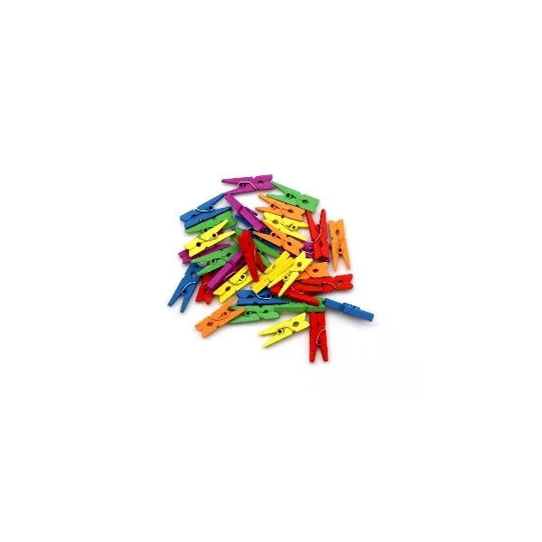 Pinces à linge bois 35 mm - 48 pcs couleurs assorties