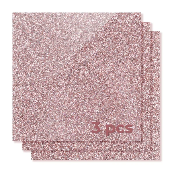 Plaque Acrylique Pailletée Rose Gold (3 mm) – Opaque & Brillant (Lot de 3)