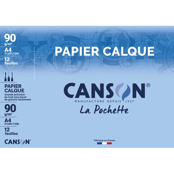 Pochette Canson calque A4 90g 12 feuilles