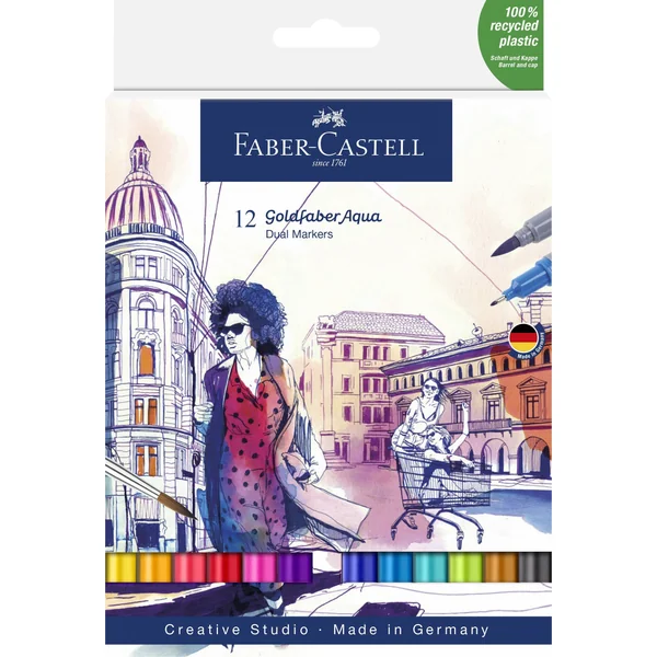 Pochette de 12 feutres Goldfaber Aqua Double Pointe