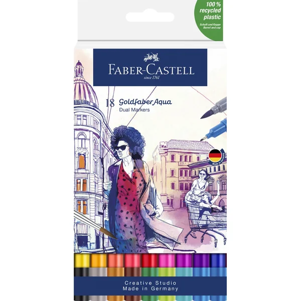Pochette de 18 feutres Goldfaber Aqua Double Pointe